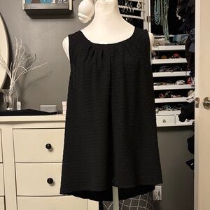 Black Sleeveless Textured A-Line Women's Top
